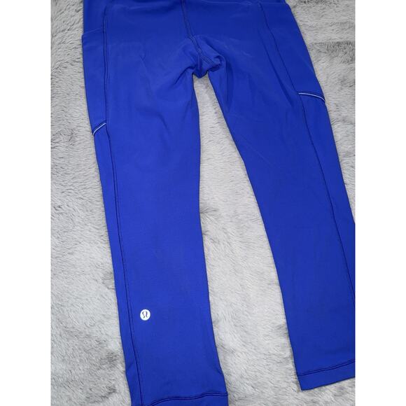 Lululemon Pants Womens Size 2 Blue High Rise Crop Pocket Leggings Fast Free Gym - Picture 6 of 14